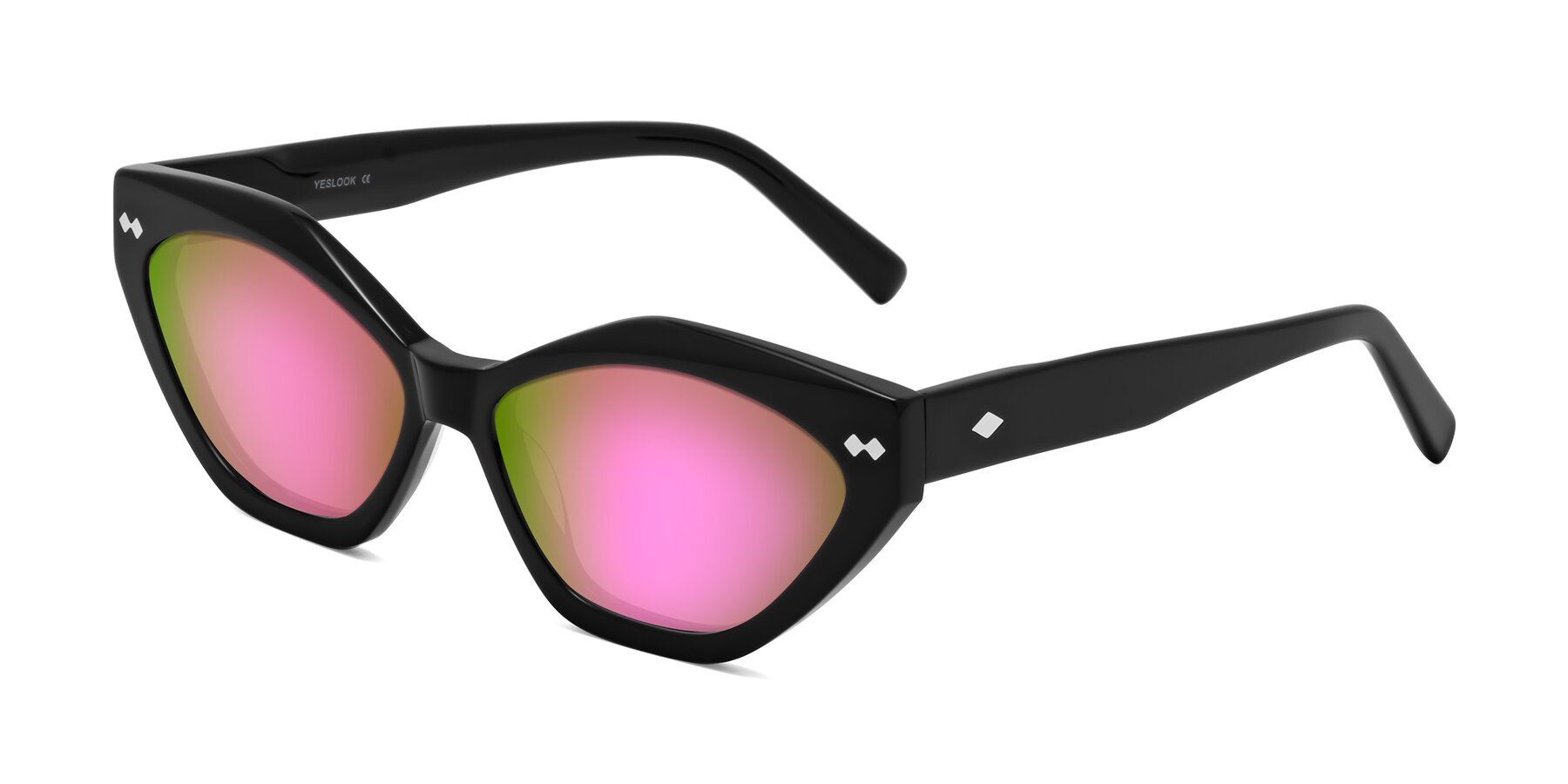 Angle of Delphi in Black with Pink Mirrored Lenses