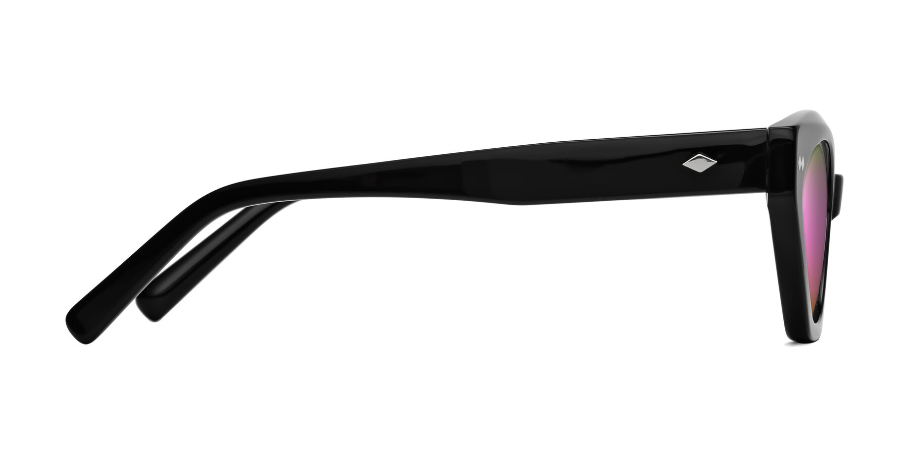Side of Delphi in Black with Pink Mirrored Lenses