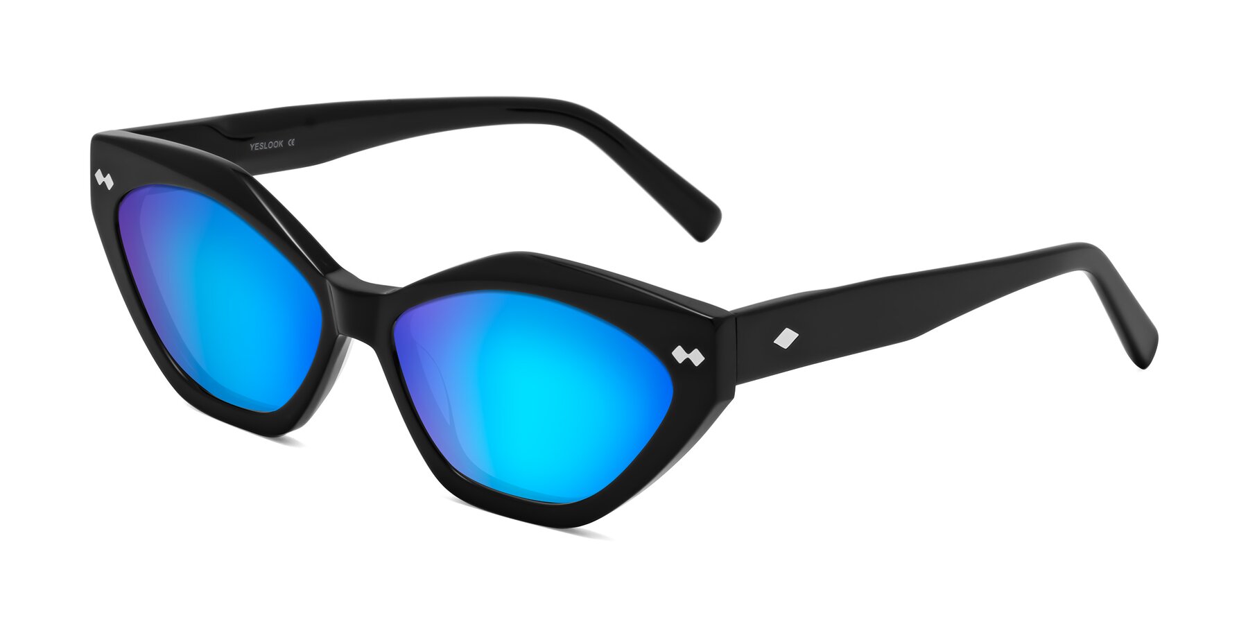 Angle of Delphi in Black with Blue Mirrored Lenses