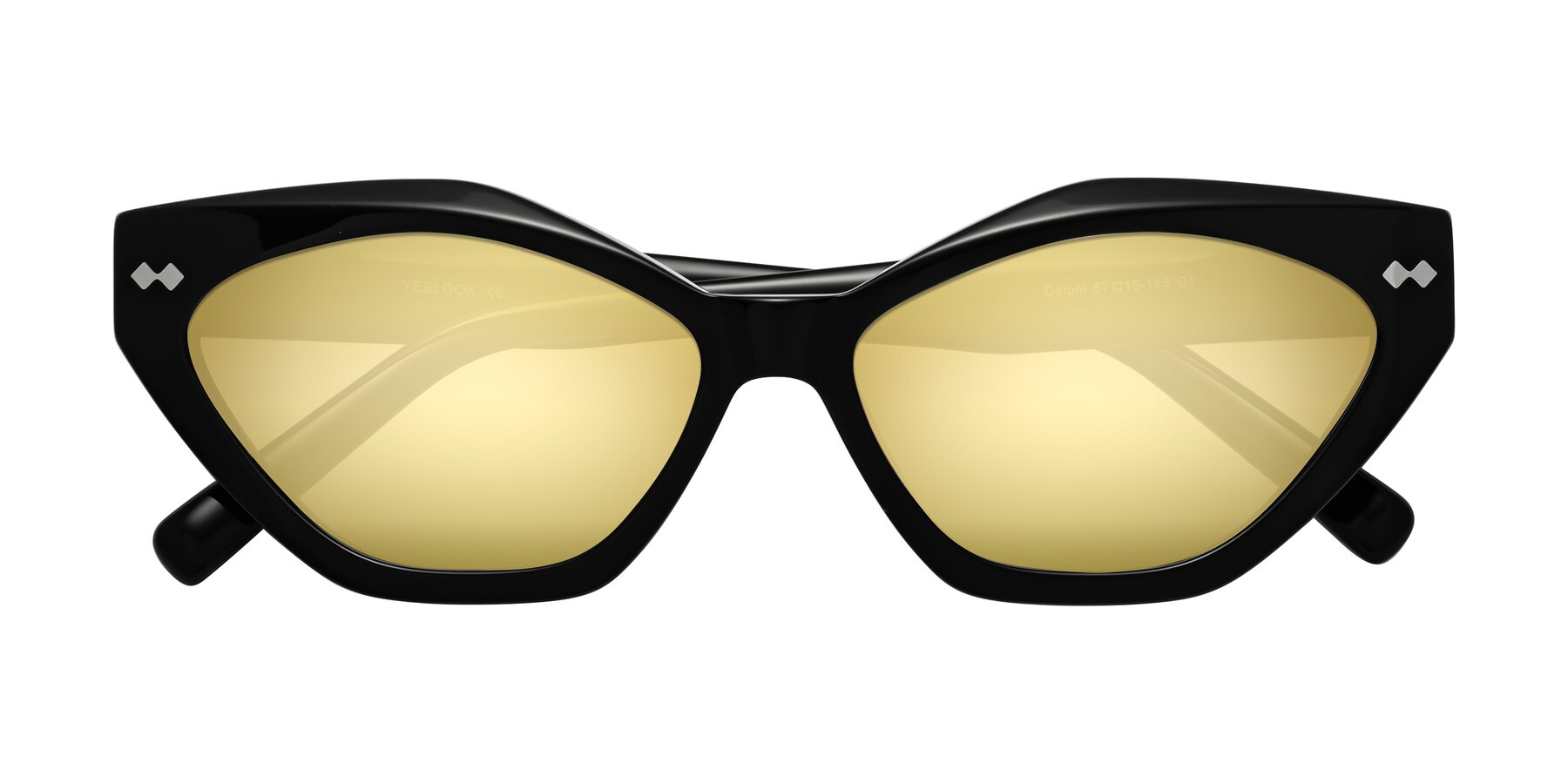 Folded Front of Delphi in Black with Gold Mirrored Lenses