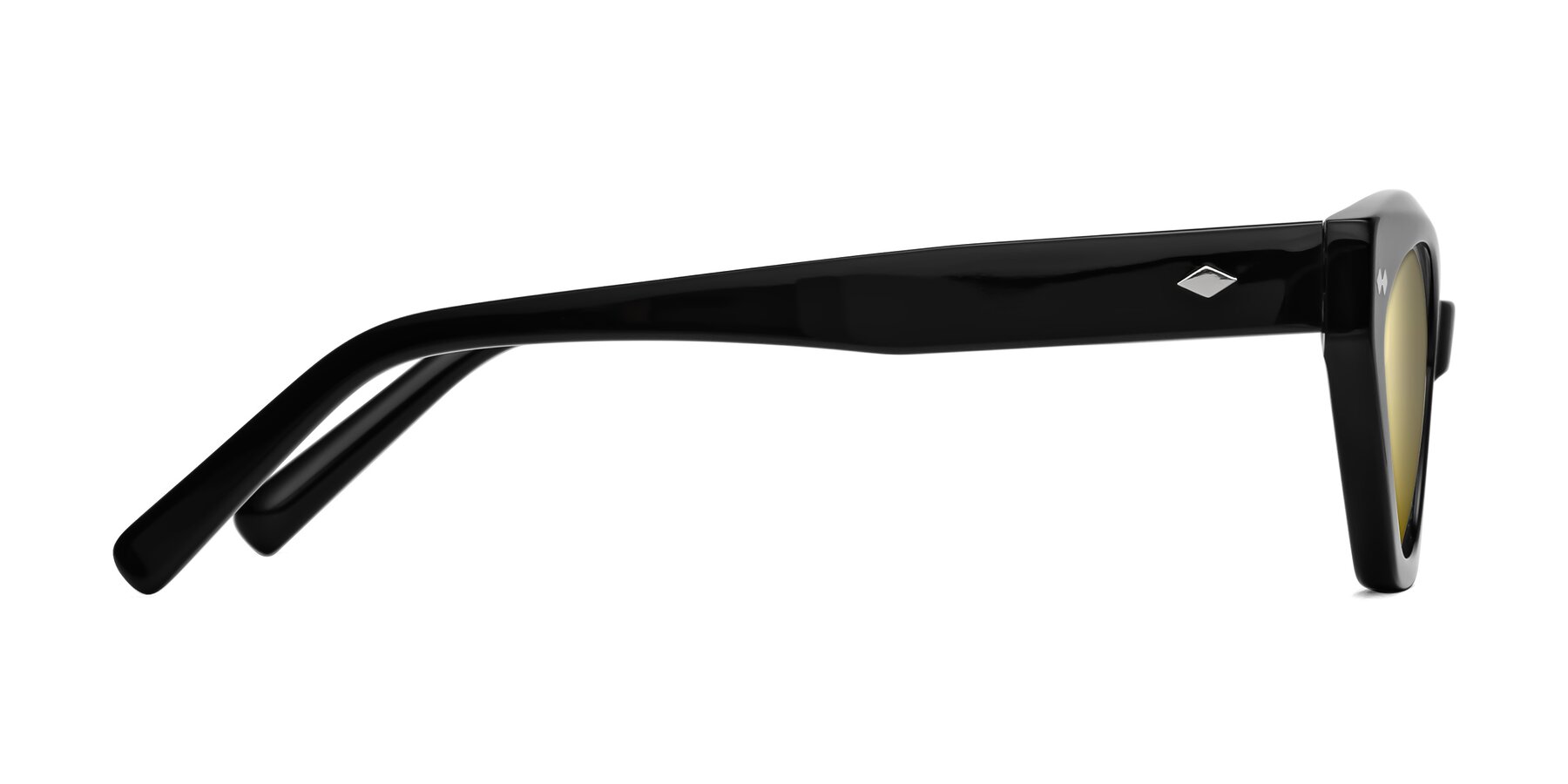 Side of Delphi in Black with Gold Mirrored Lenses