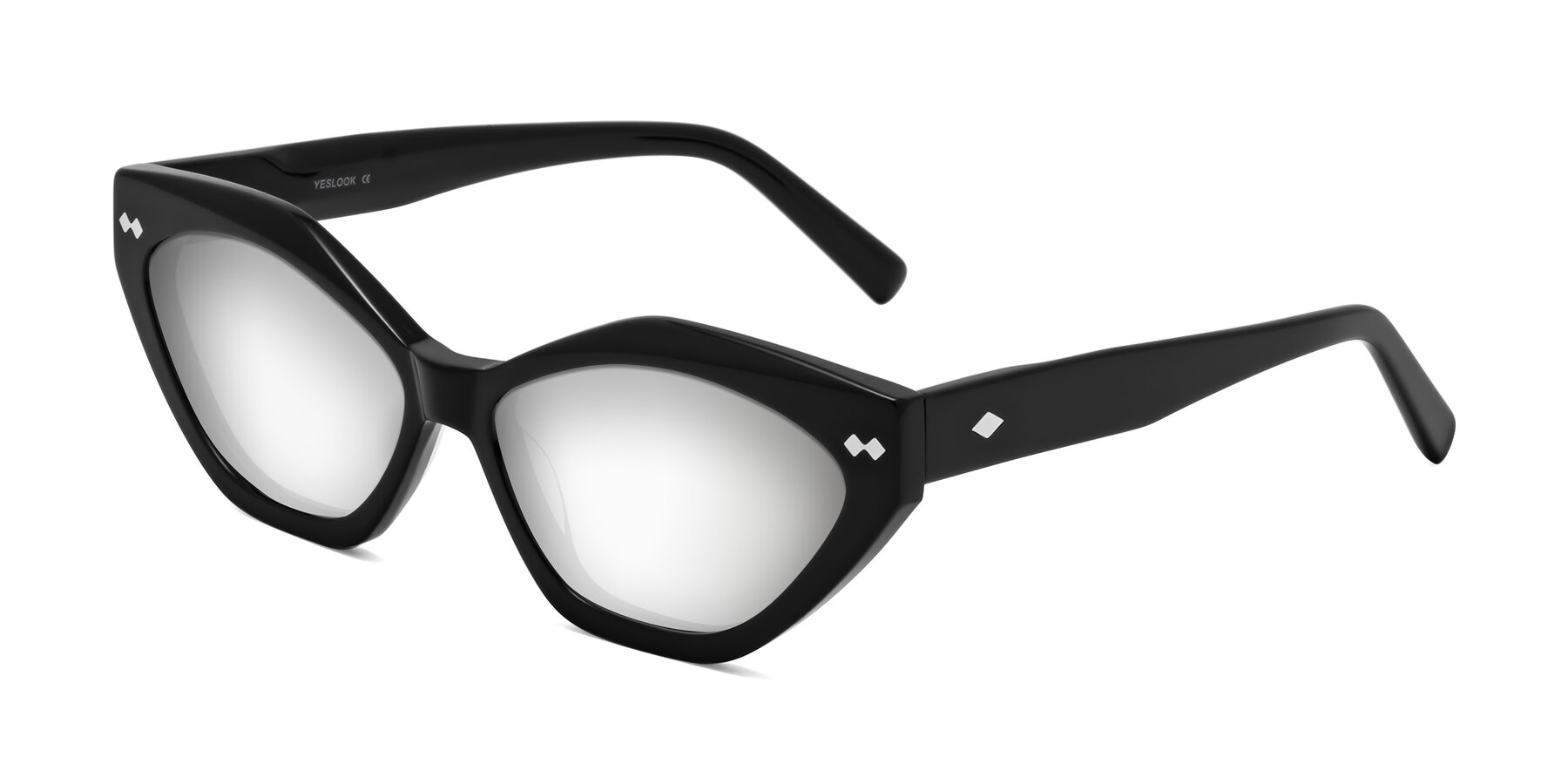 Angle of Delphi in Black with Silver Mirrored Lenses