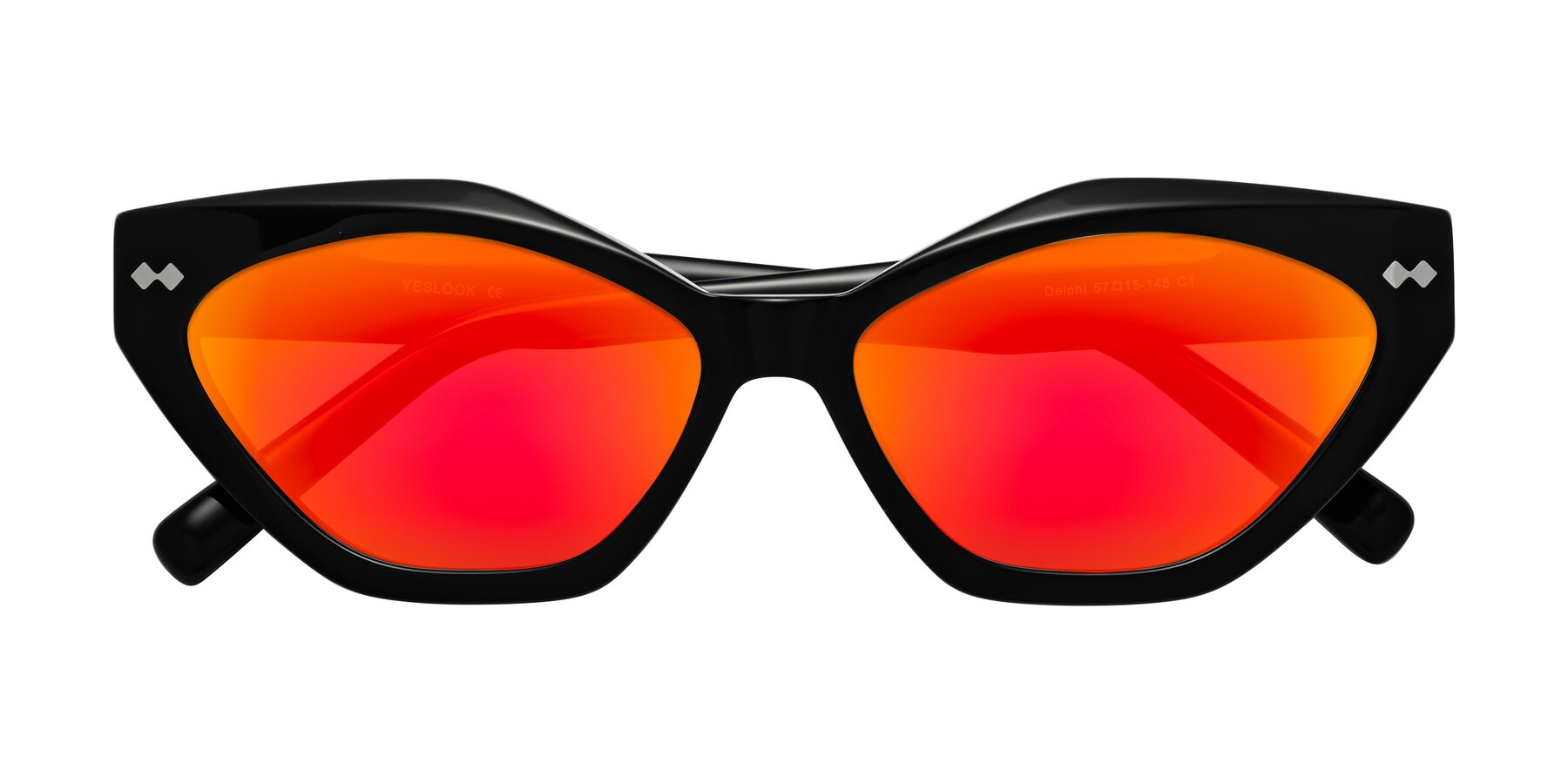 Folded Front of Delphi in Black with Red Gold Mirrored Lenses