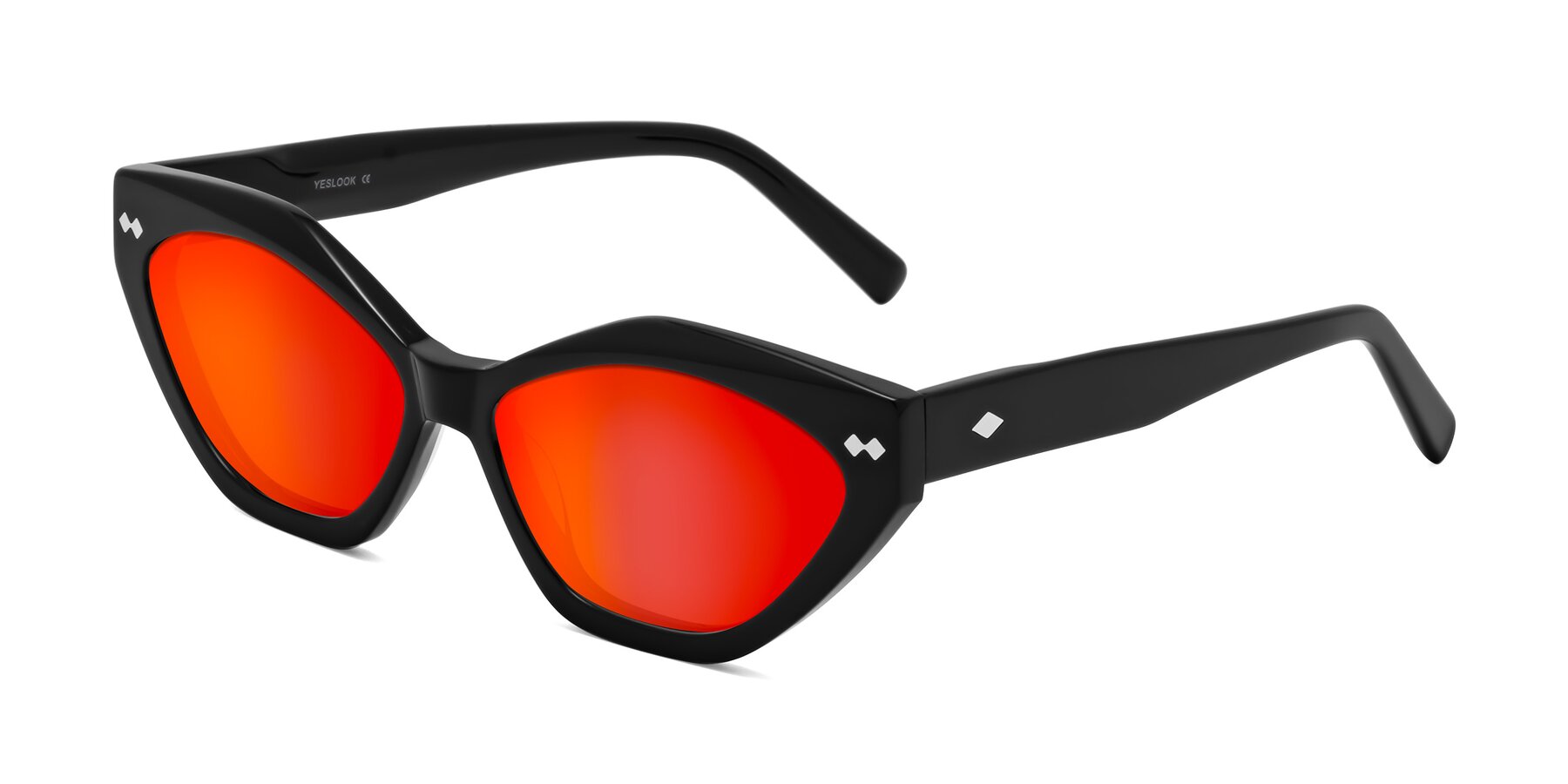 Angle of Delphi in Black with Red Gold Mirrored Lenses
