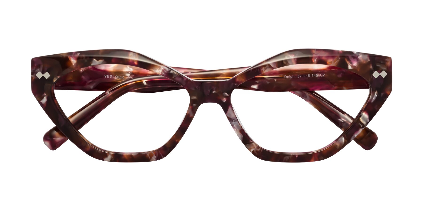 Folded Front of Delphi in Plum Tortoise with Clear Eyeglass Lenses