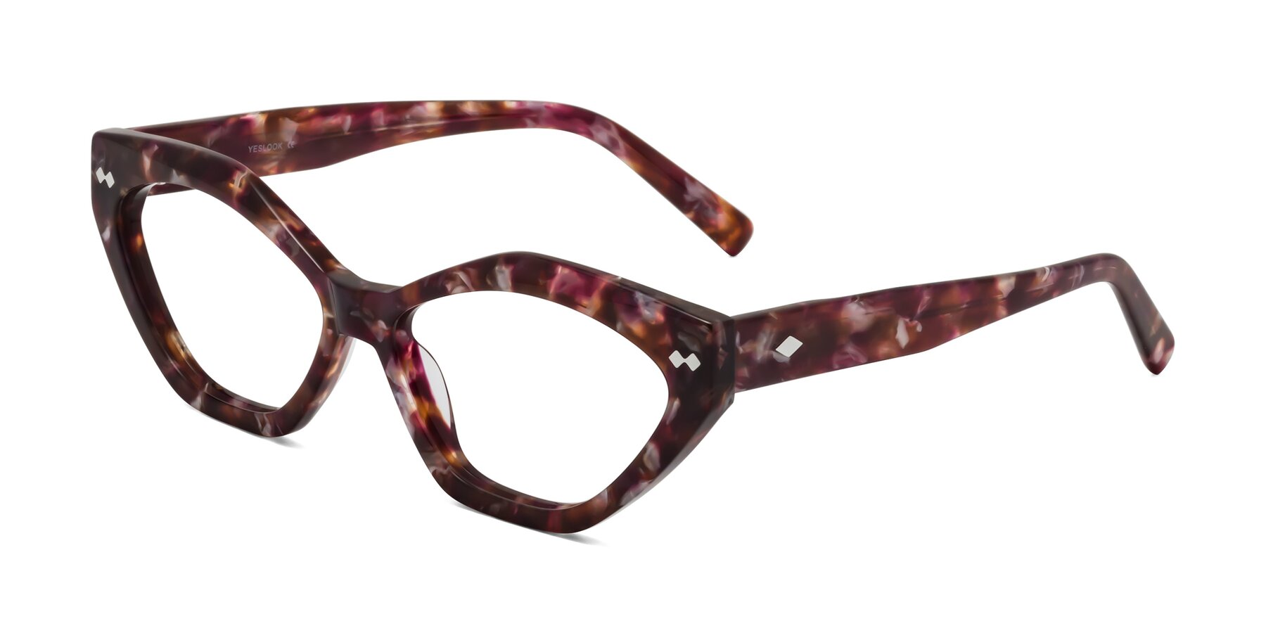 Angle of Delphi in Plum Tortoise with Clear Eyeglass Lenses