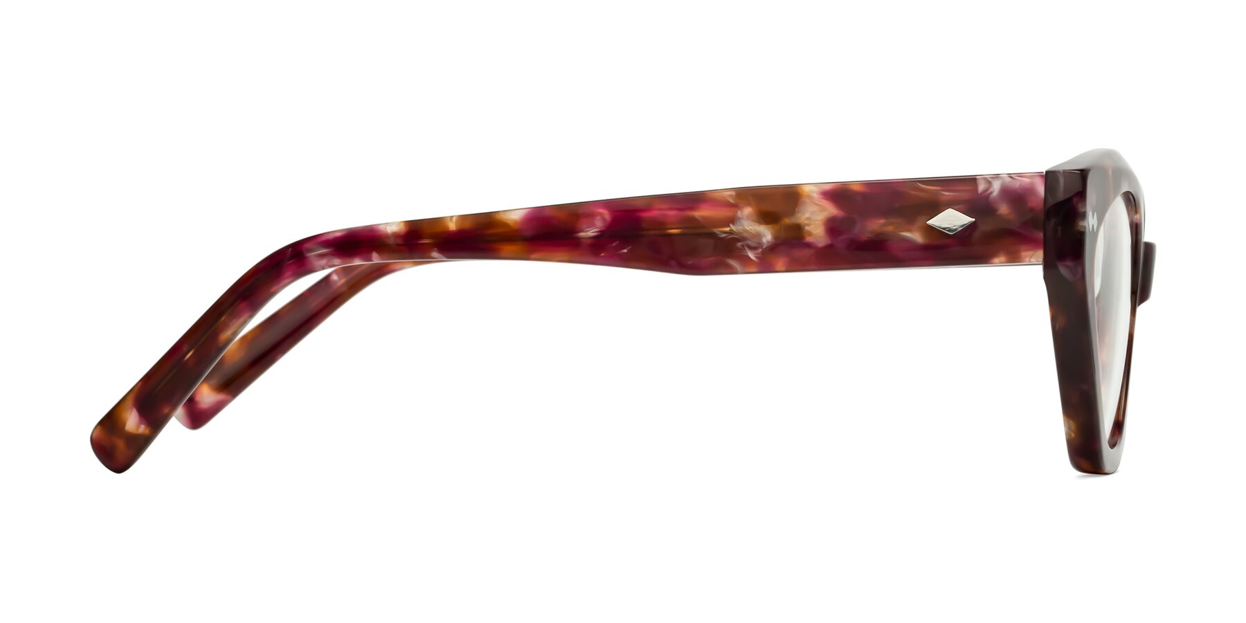 Side of Delphi in Plum Tortoise with Clear Eyeglass Lenses