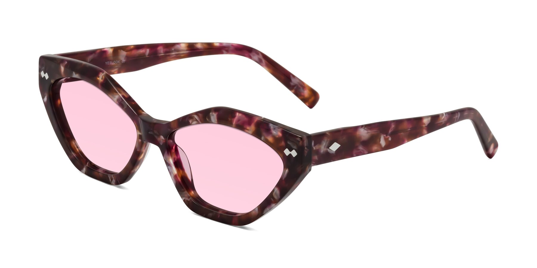 Angle of Delphi in Plum Tortoise with Light Pink Tinted Lenses