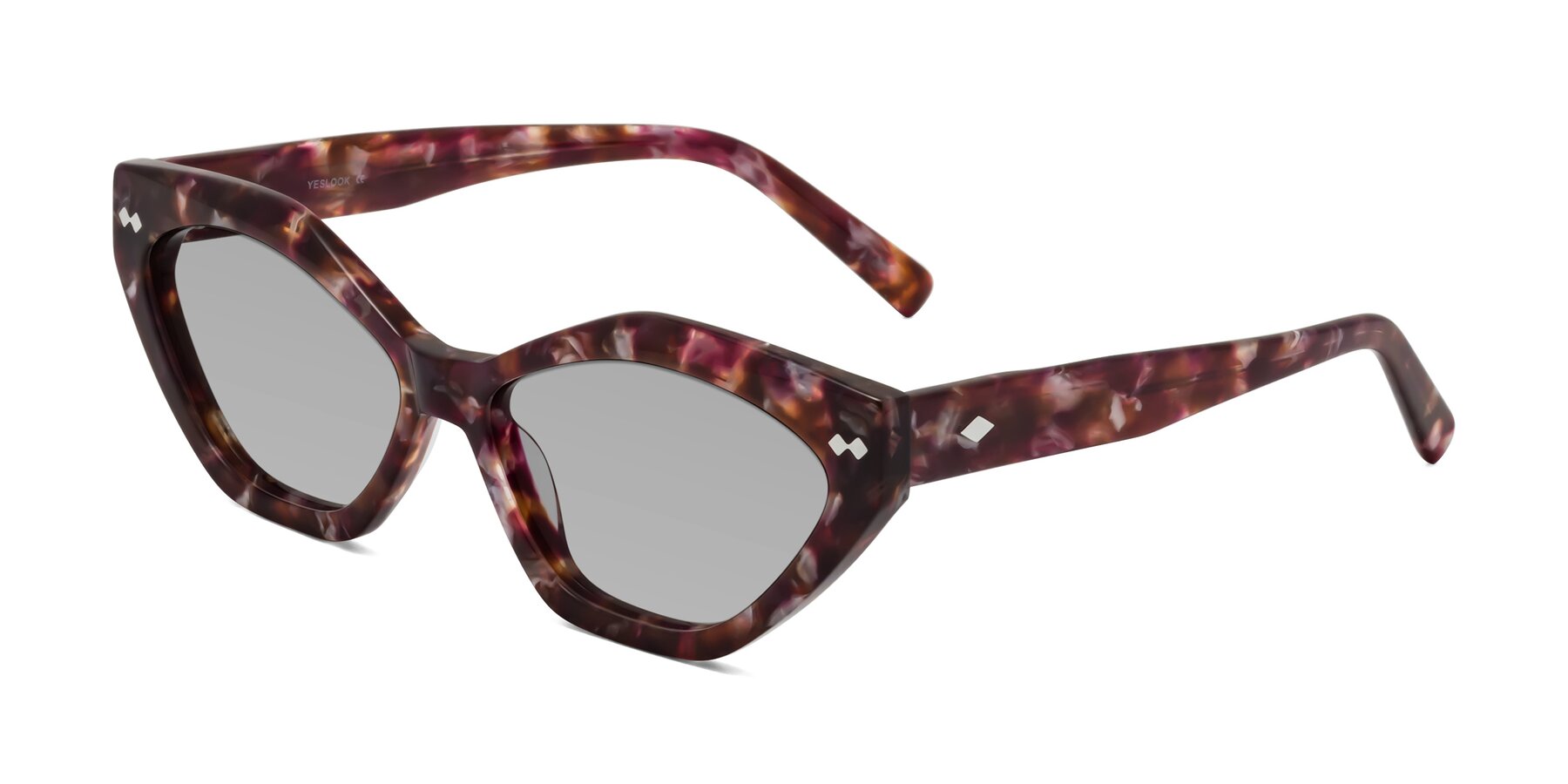 Angle of Delphi in Plum Tortoise with Light Gray Tinted Lenses