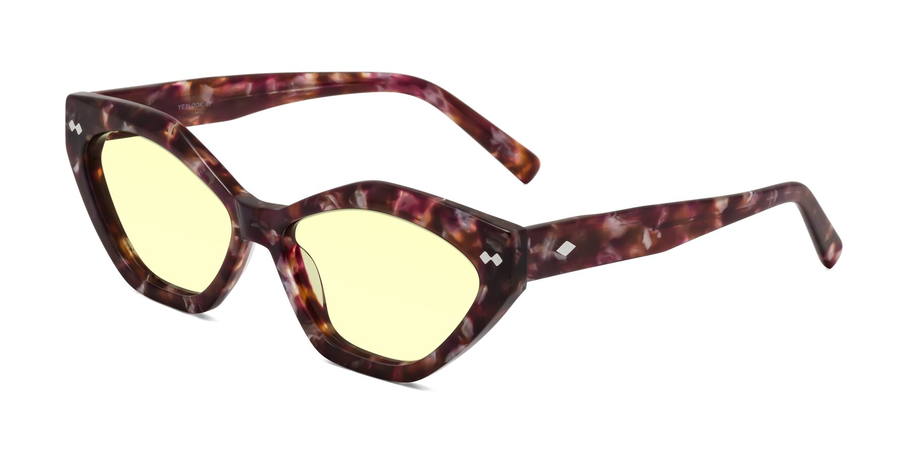 Angle of Delphi in Plum Tortoise with Light Yellow Tinted Lenses