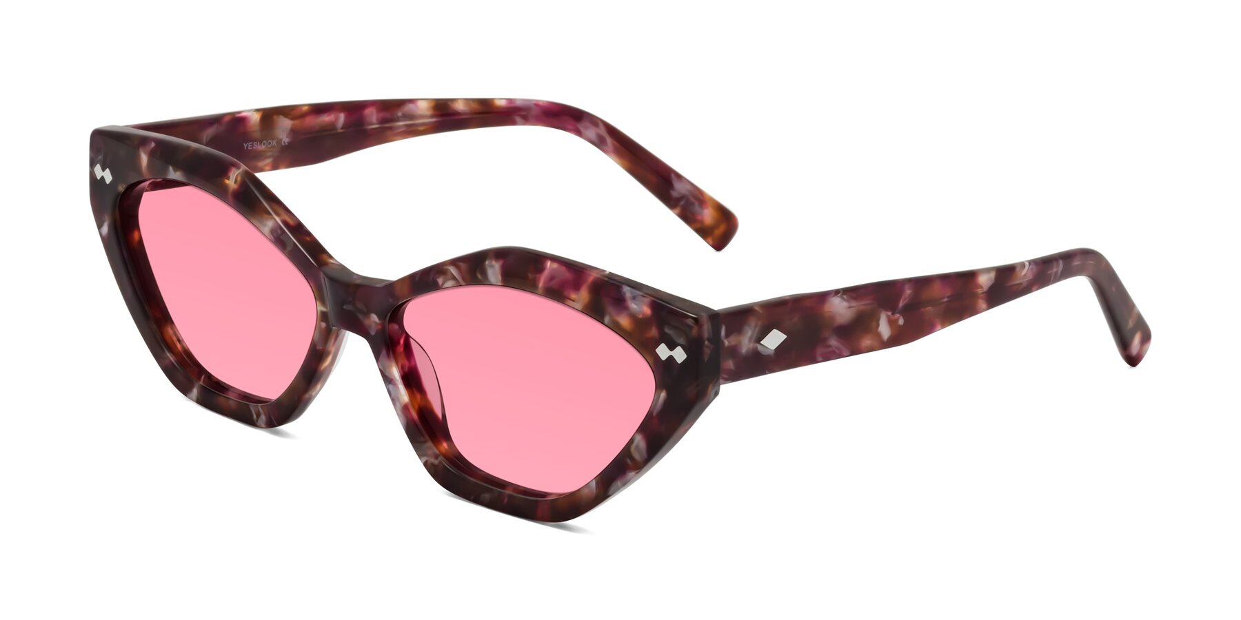 Angle of Delphi in Plum Tortoise with Pink Tinted Lenses