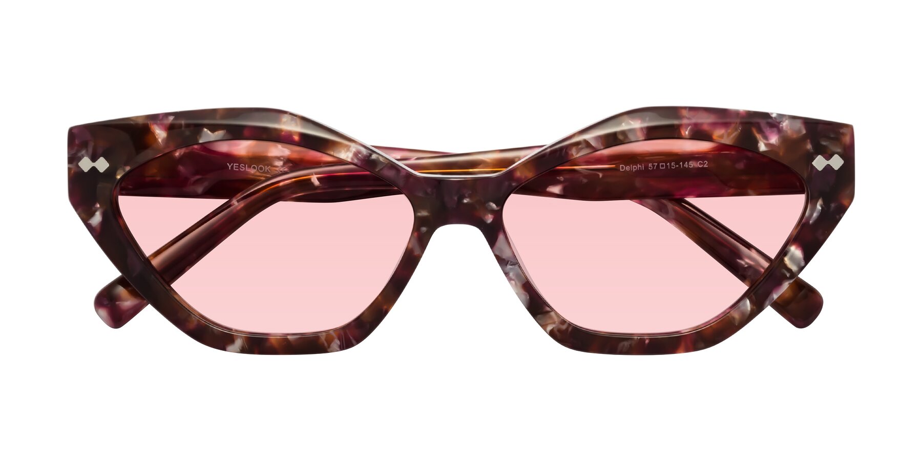 Folded Front of Delphi in Plum Tortoise with Light Garnet Tinted Lenses