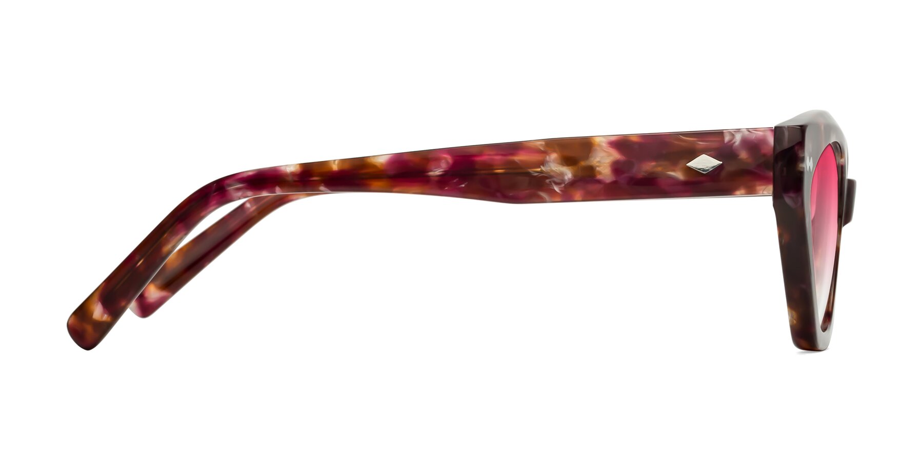 Side of Delphi in Plum Tortoise with Pink Gradient Lenses
