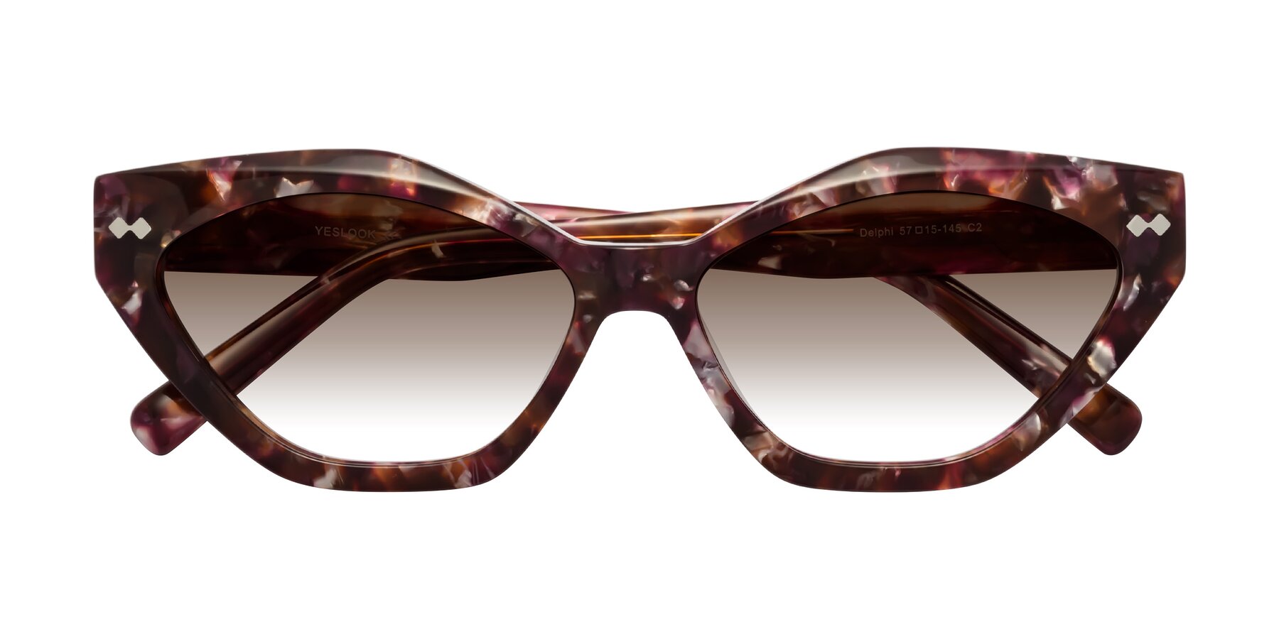 Folded Front of Delphi in Plum Tortoise with Brown Gradient Lenses