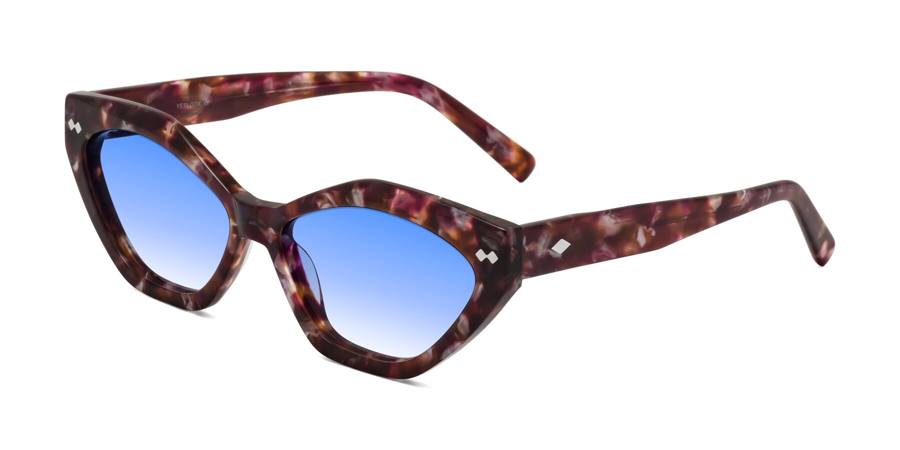 Angle of Delphi in Plum Tortoise with Blue Gradient Lenses