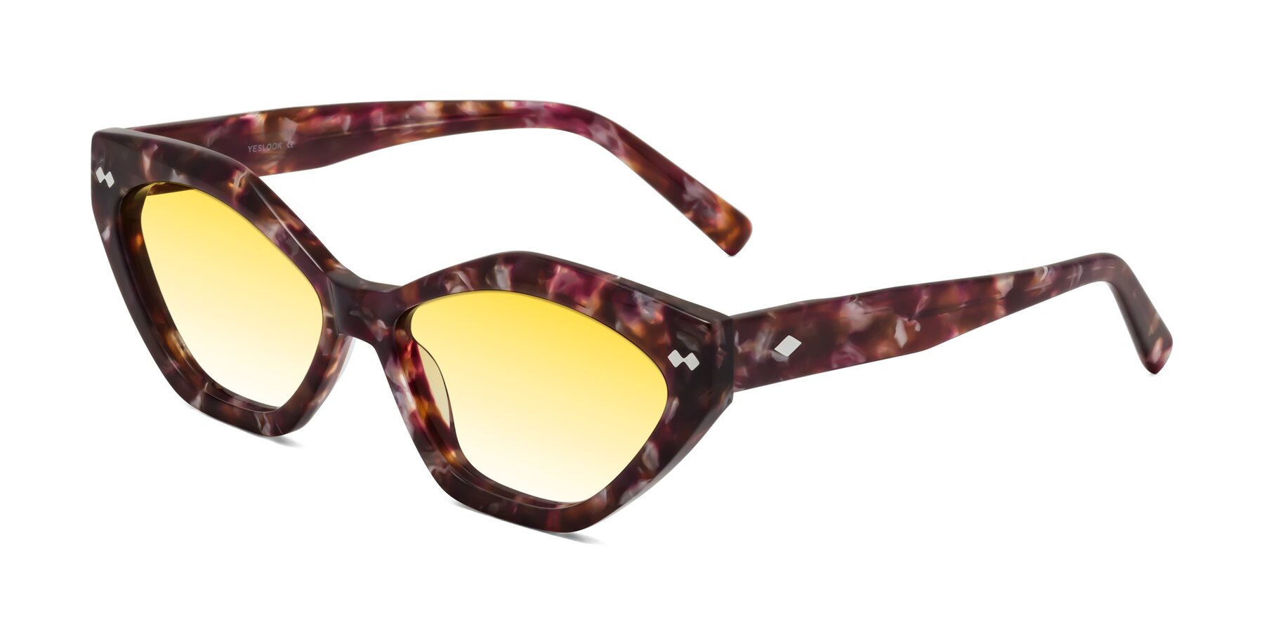Angle of Delphi in Plum Tortoise with Yellow Gradient Lenses