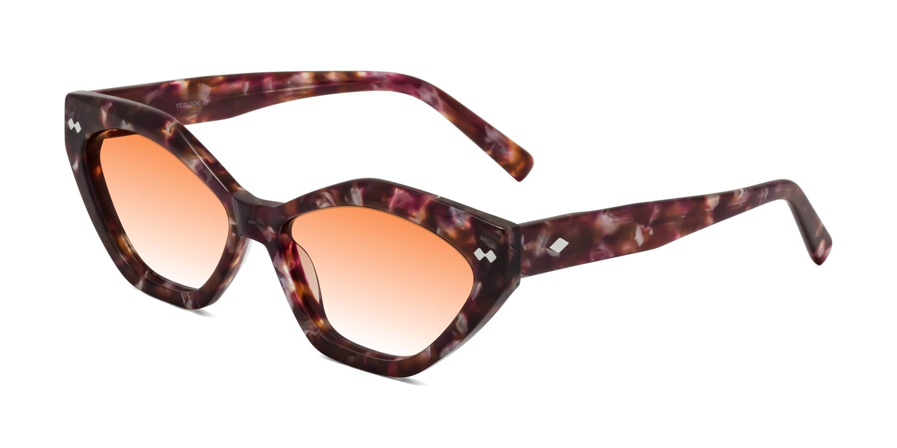 Angle of Delphi in Plum Tortoise with Orange Gradient Lenses