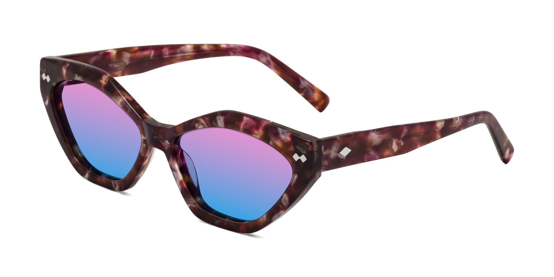 Angle of Delphi in Plum Tortoise with Pink / Blue Gradient Lenses