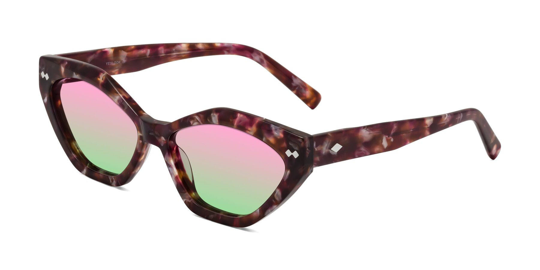 Angle of Delphi in Plum Tortoise with Pink / Green Gradient Lenses