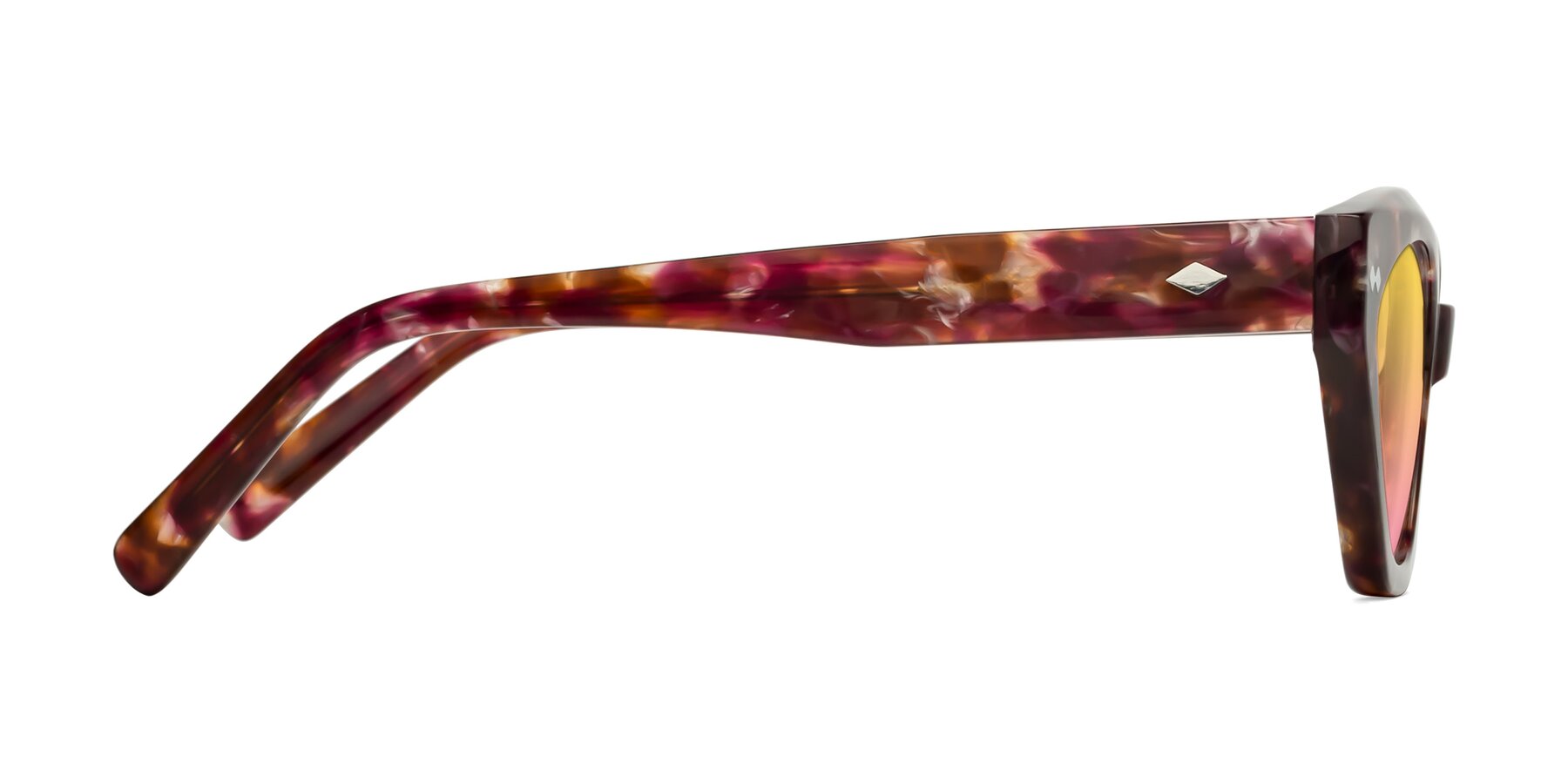 Side of Delphi in Plum Tortoise with Yellow / Pink Gradient Lenses