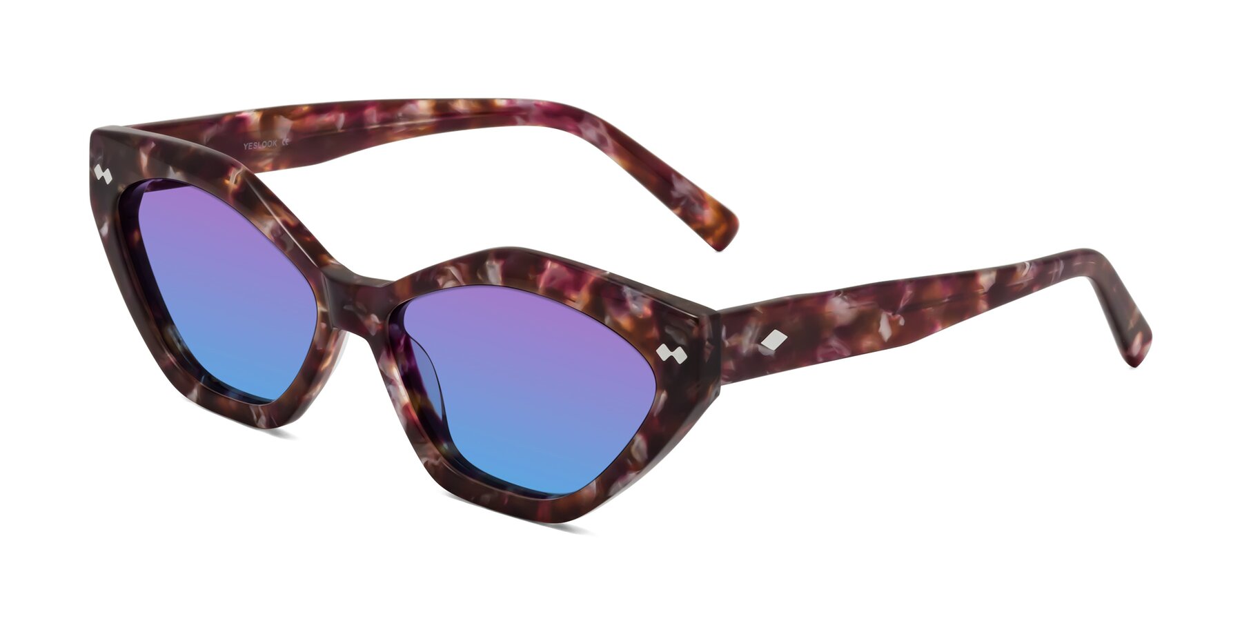 Angle of Delphi in Plum Tortoise with Purple / Blue Gradient Lenses