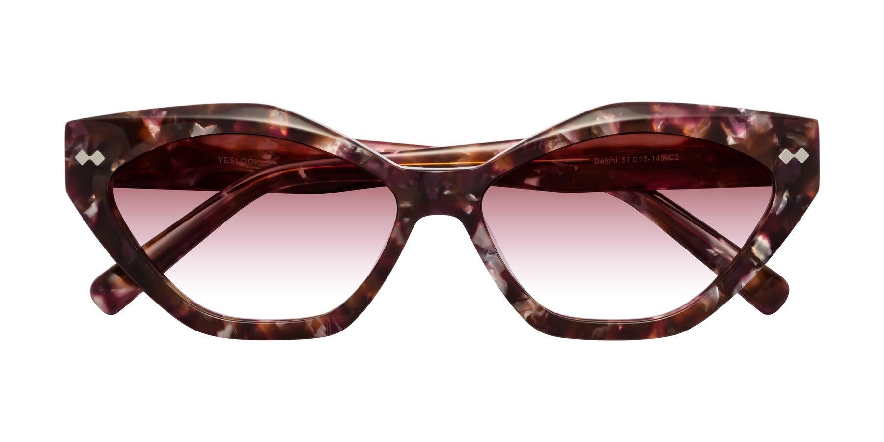 Folded Front of Delphi in Plum Tortoise with Garnet Gradient Lenses