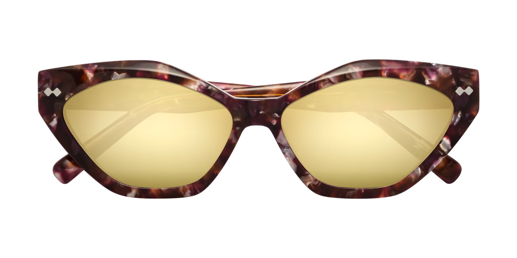 Folded Front of Delphi in Plum Tortoise with Gold Mirrored Lenses