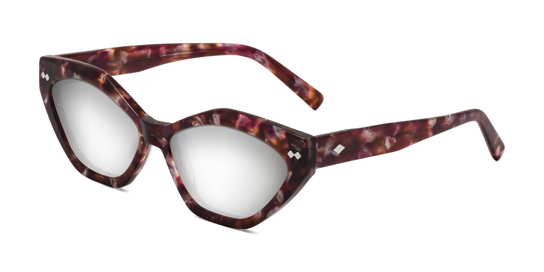 Angle of Delphi in Plum Tortoise with Silver Mirrored Lenses