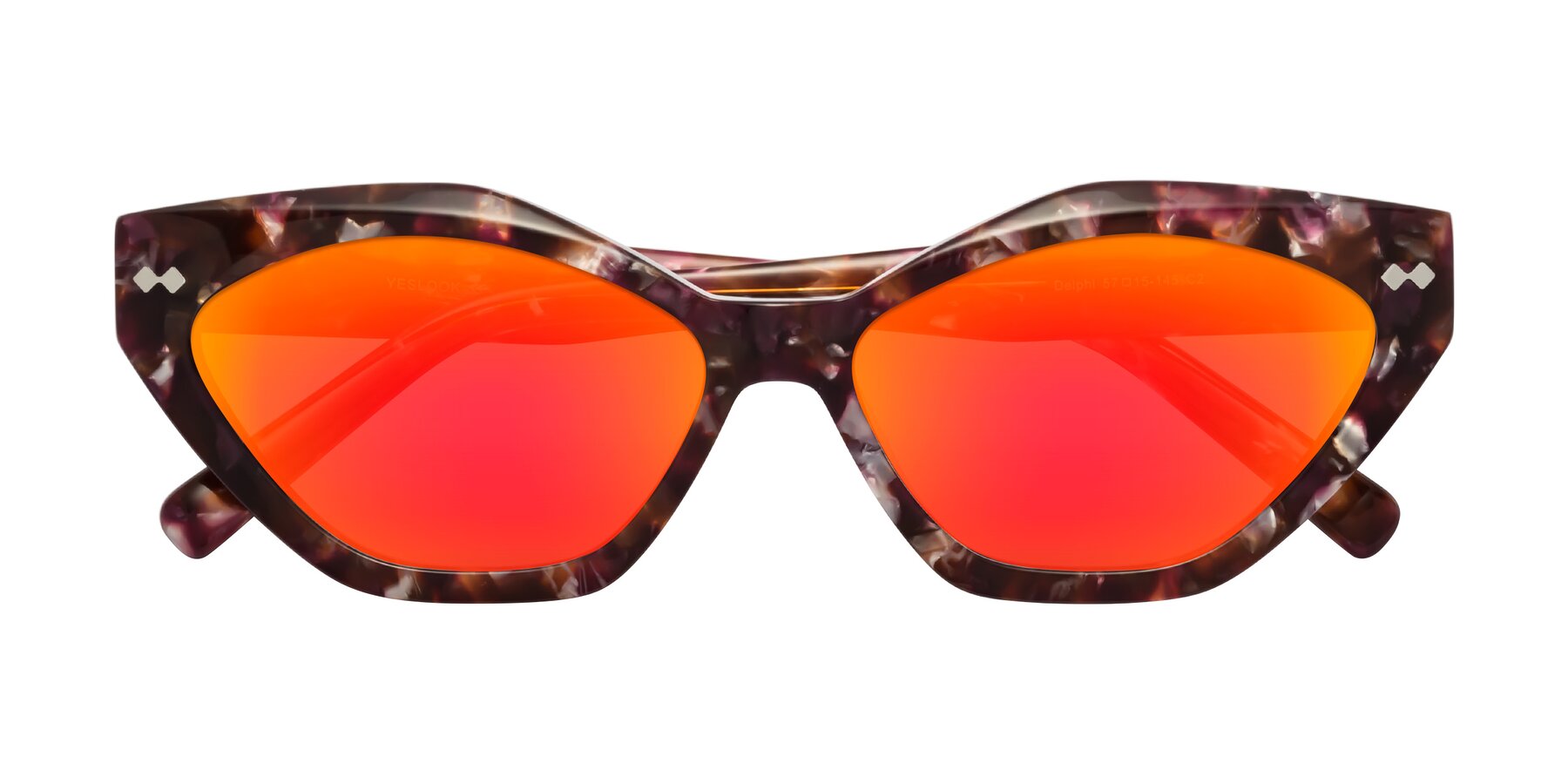 Folded Front of Delphi in Plum Tortoise with Red Gold Mirrored Lenses