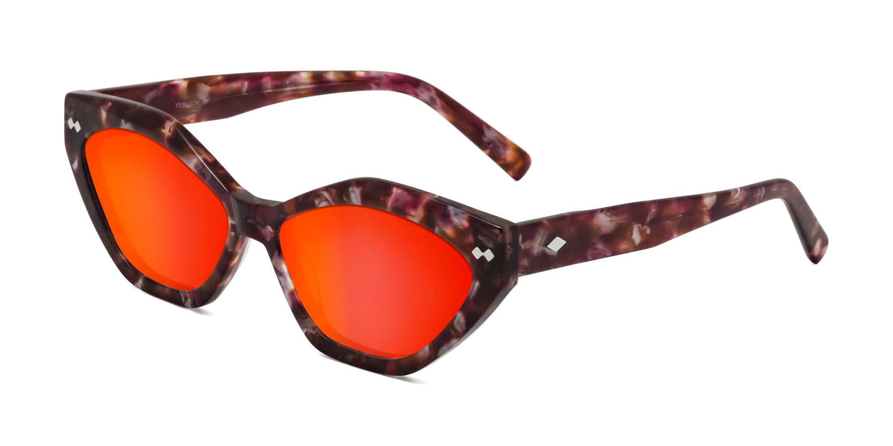 Angle of Delphi in Plum Tortoise with Red Gold Mirrored Lenses