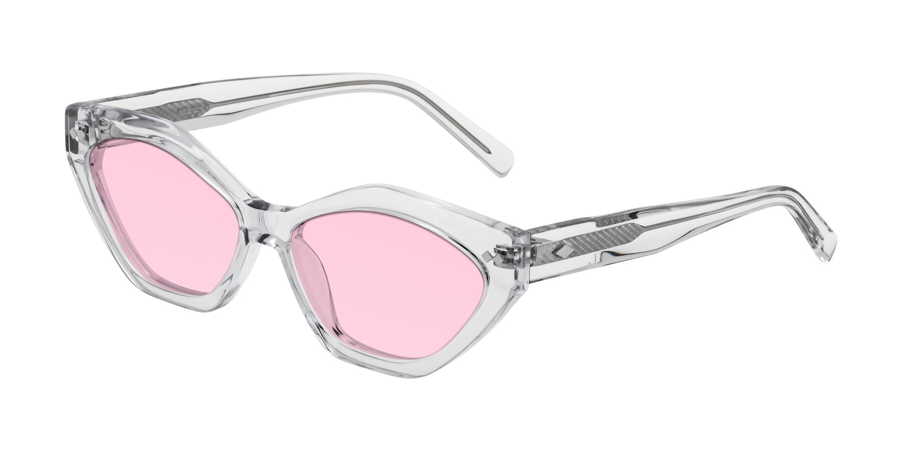 Angle of Delphi in Clear with Light Pink Tinted Lenses