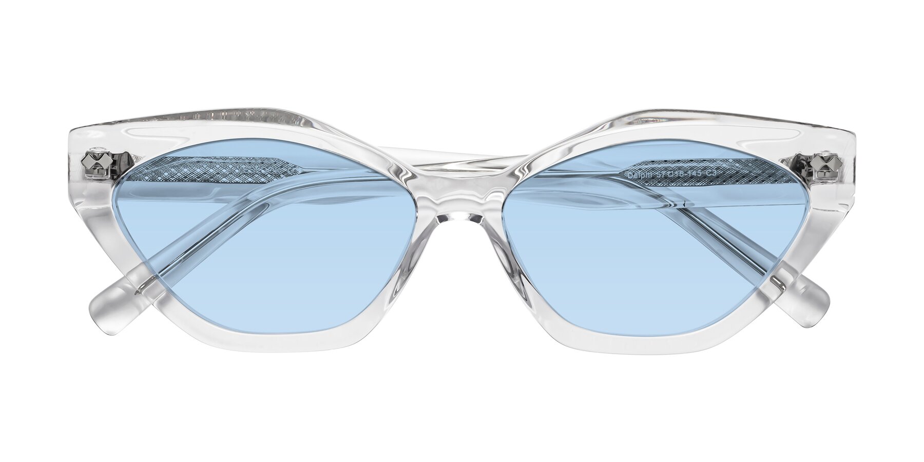 Folded Front of Delphi in Clear with Light Blue Tinted Lenses