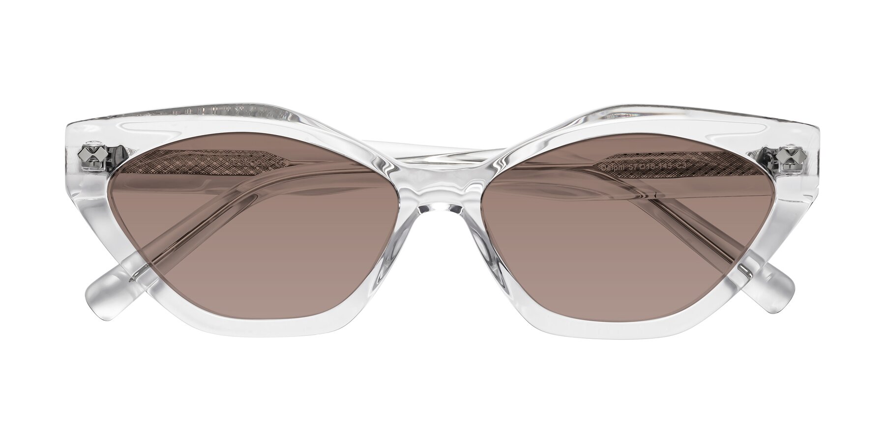 Folded Front of Delphi in Clear with Medium Brown Tinted Lenses