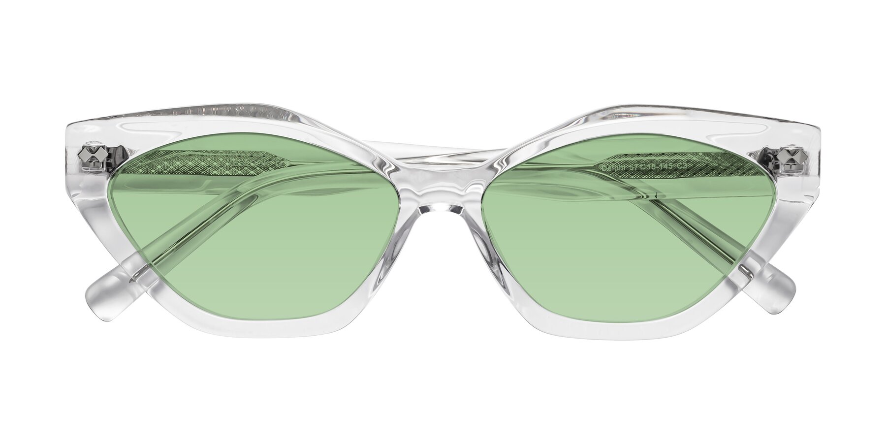 Folded Front of Delphi in Clear with Medium Green Tinted Lenses