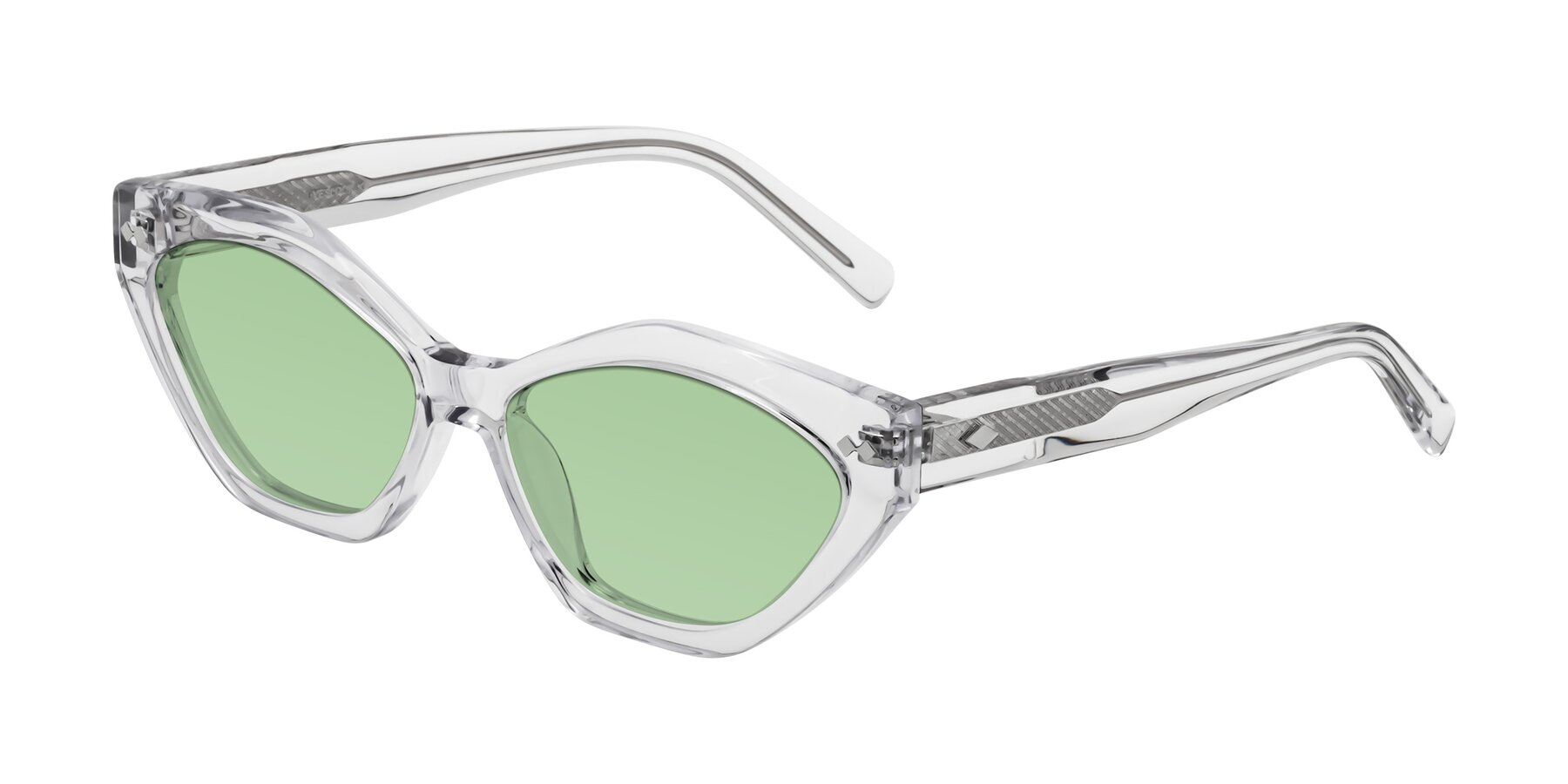 Angle of Delphi in Clear with Medium Green Tinted Lenses