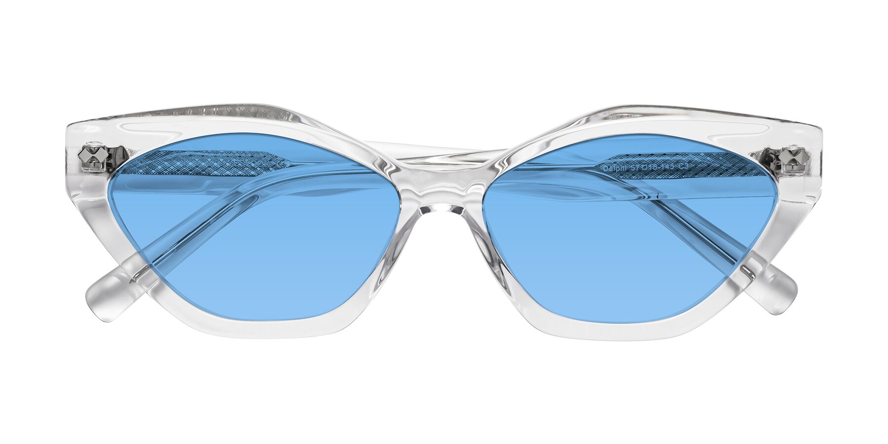 Folded Front of Delphi in Clear with Medium Blue Tinted Lenses