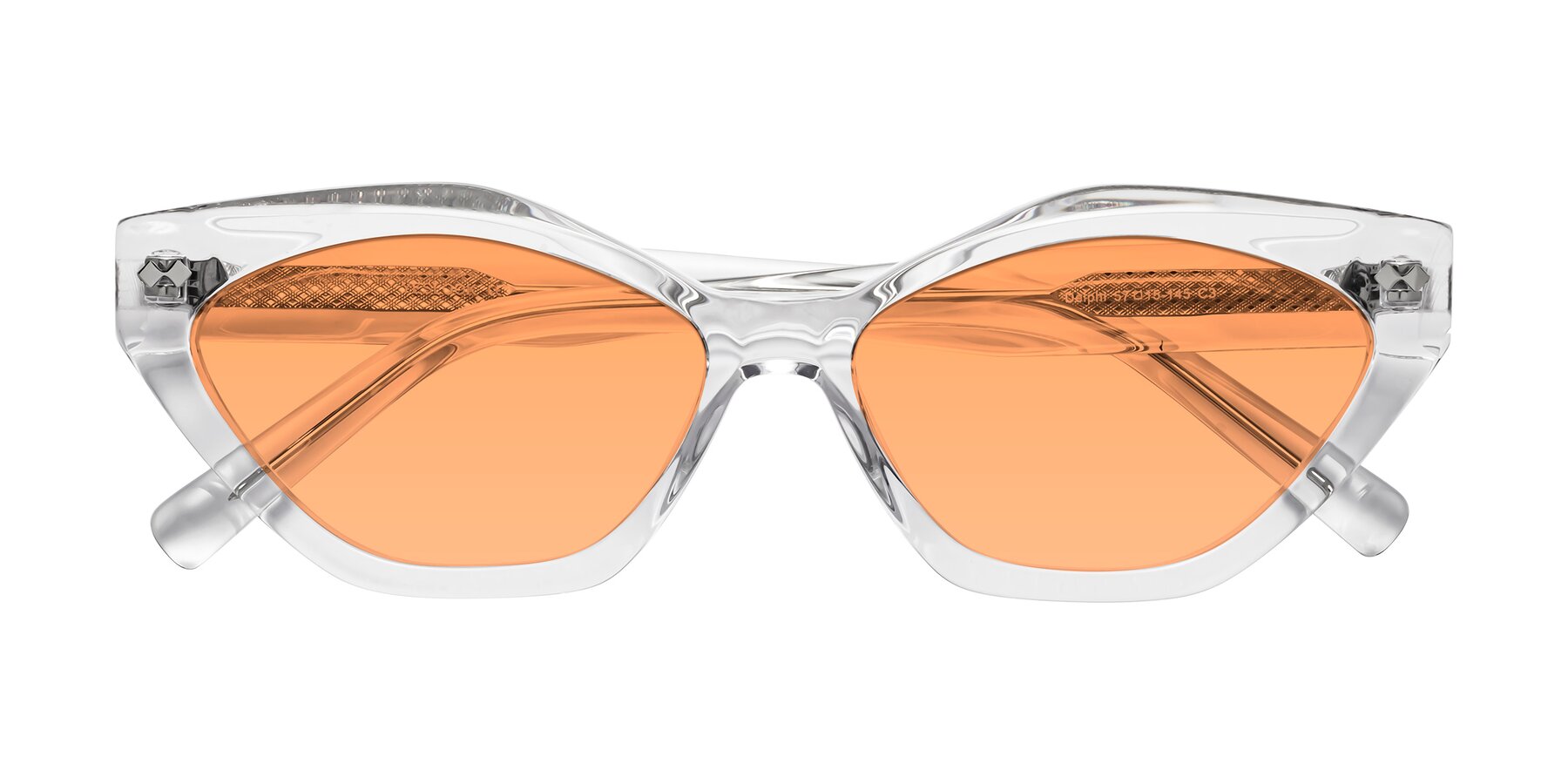 Folded Front of Delphi in Clear with Medium Orange Tinted Lenses
