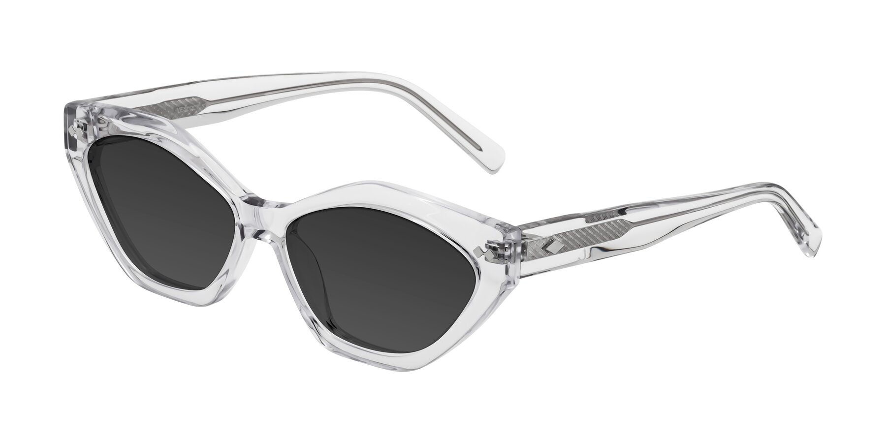 Angle of Delphi in Clear with Gray Tinted Lenses