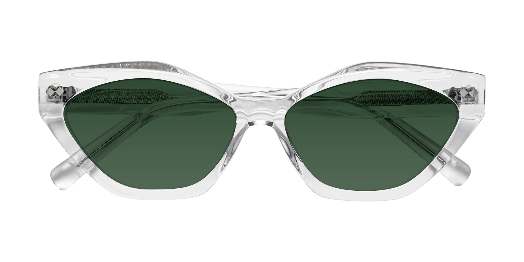 Folded Front of Delphi in Clear with Green Tinted Lenses