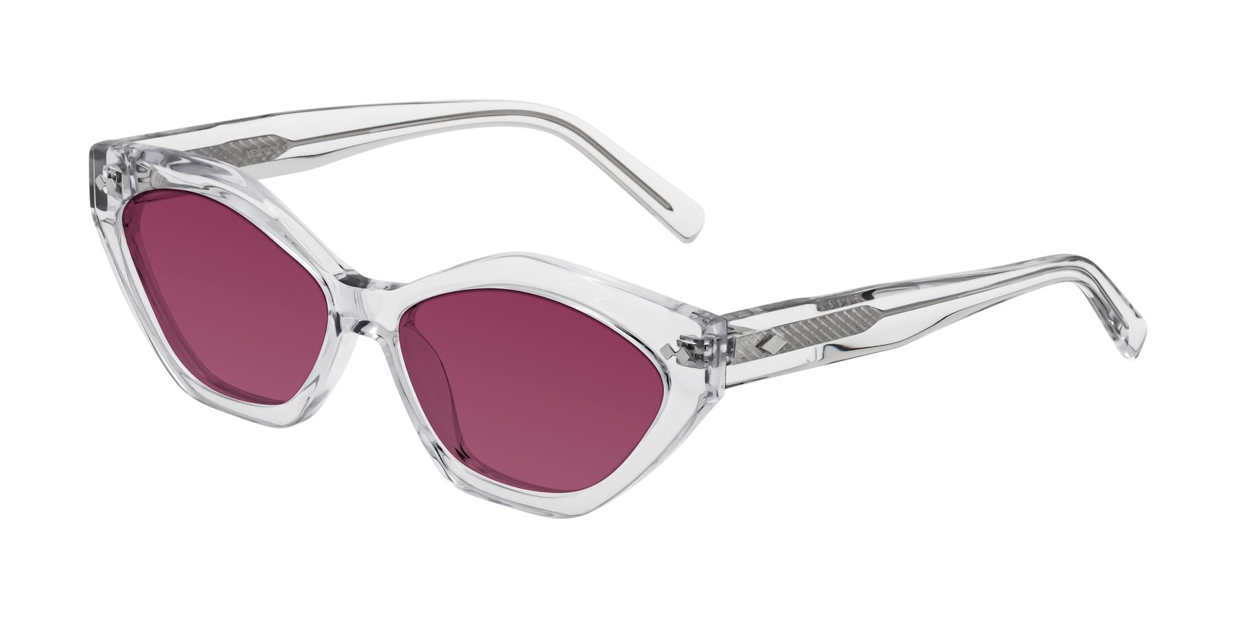 Angle of Delphi in Clear with Wine Tinted Lenses
