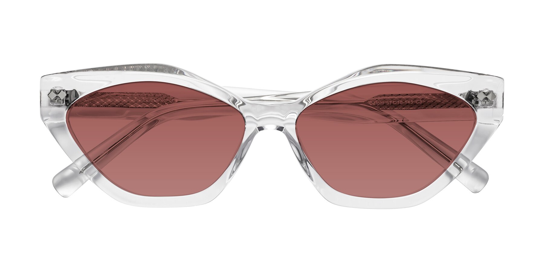 Folded Front of Delphi in Clear with Garnet Tinted Lenses