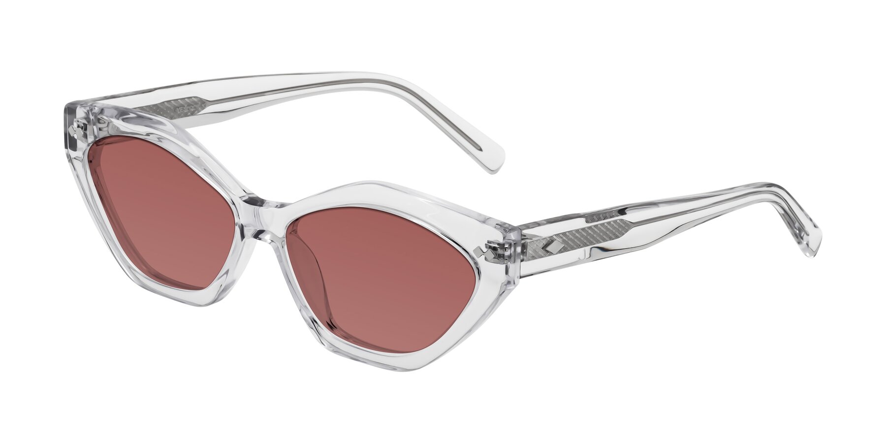 Angle of Delphi in Clear with Garnet Tinted Lenses