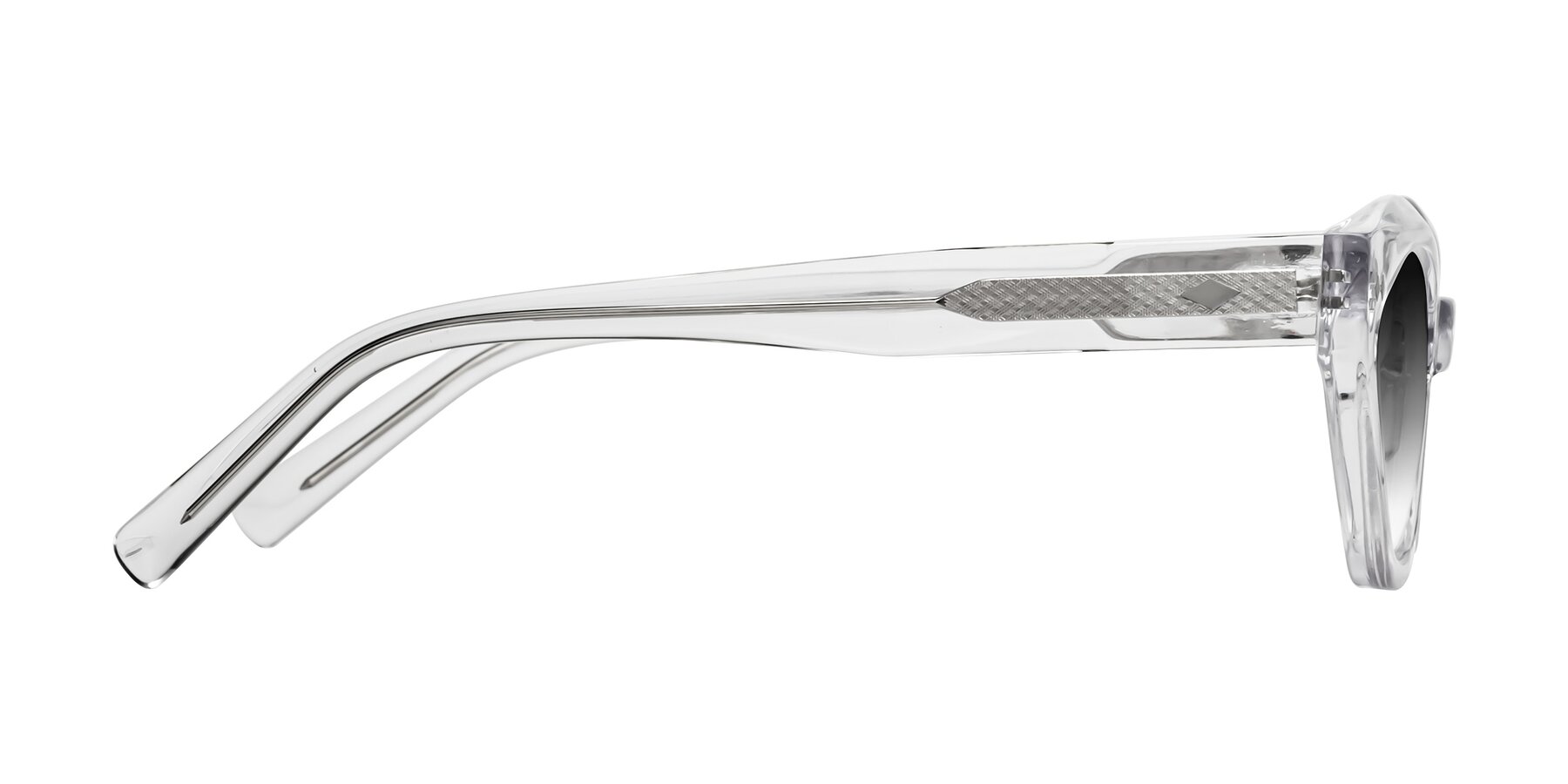 Side of Delphi in Clear with Gray Gradient Lenses