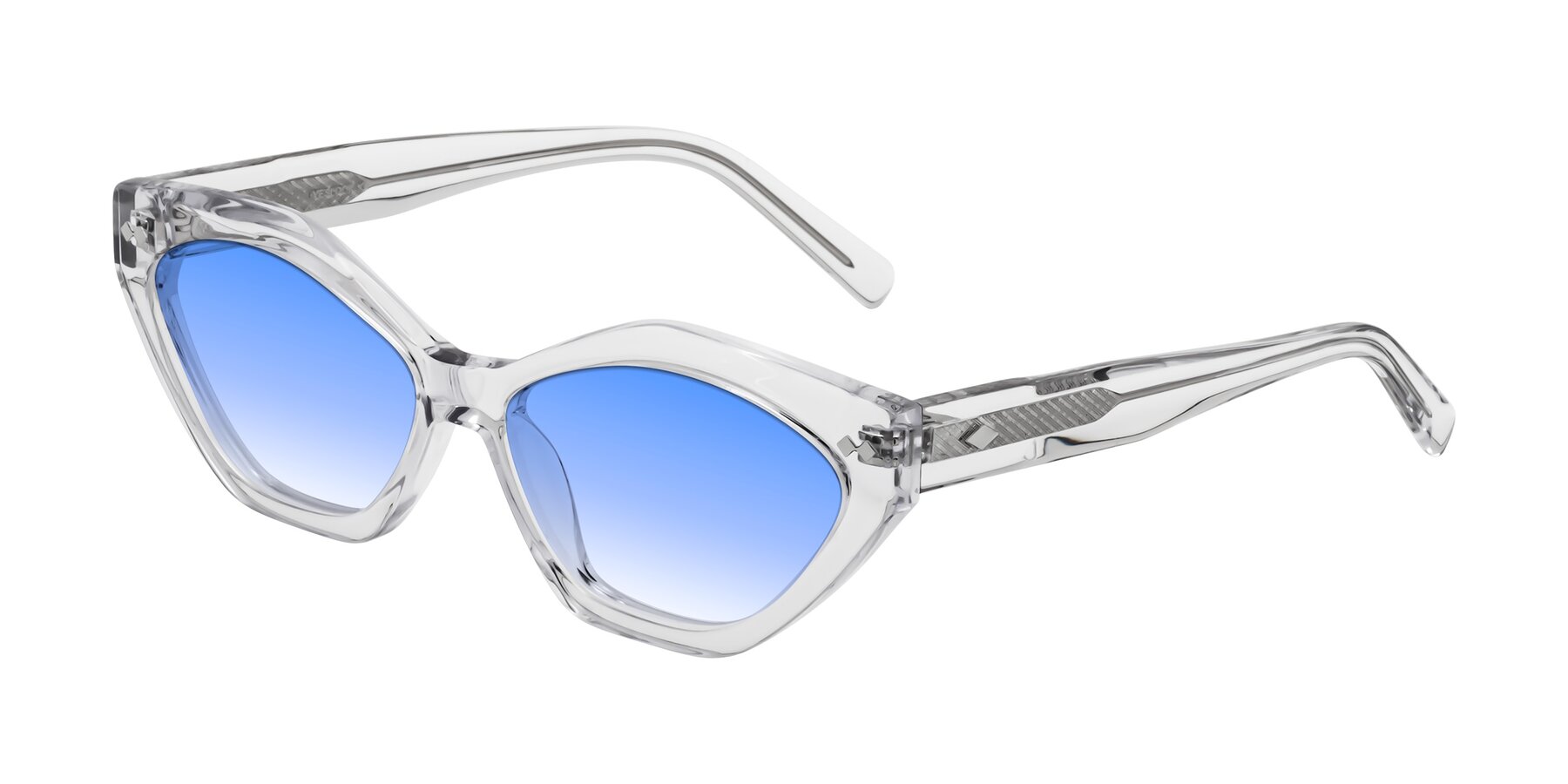 Angle of Delphi in Clear with Blue Gradient Lenses