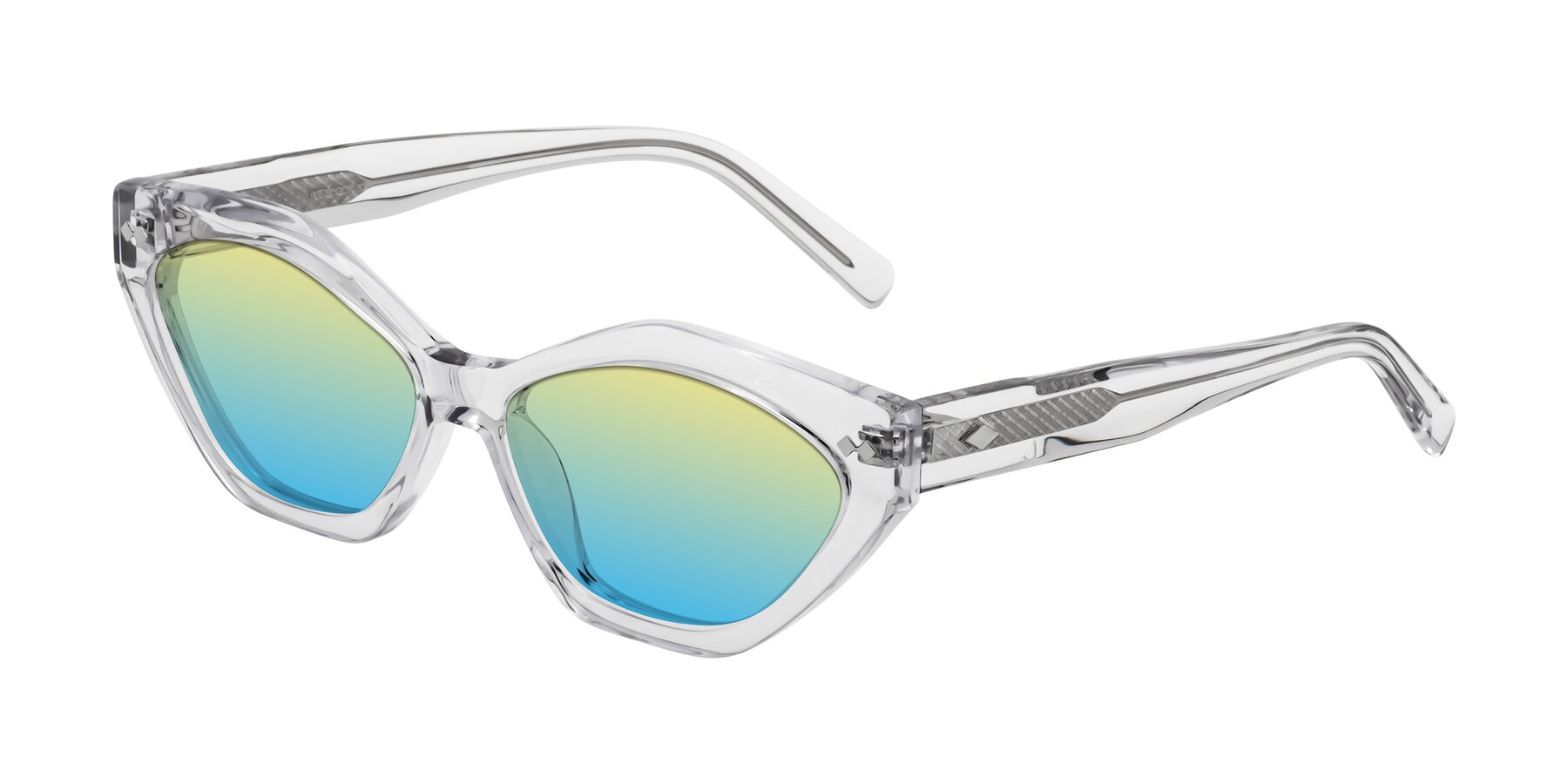Angle of Delphi in Clear with Yellow / Blue Gradient Lenses