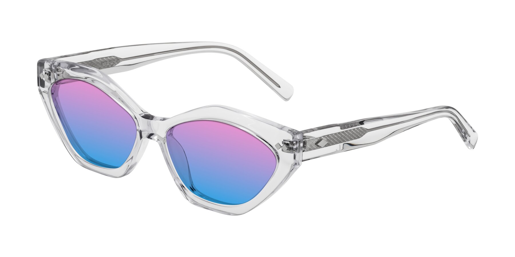 Angle of Delphi in Clear with Pink / Blue Gradient Lenses