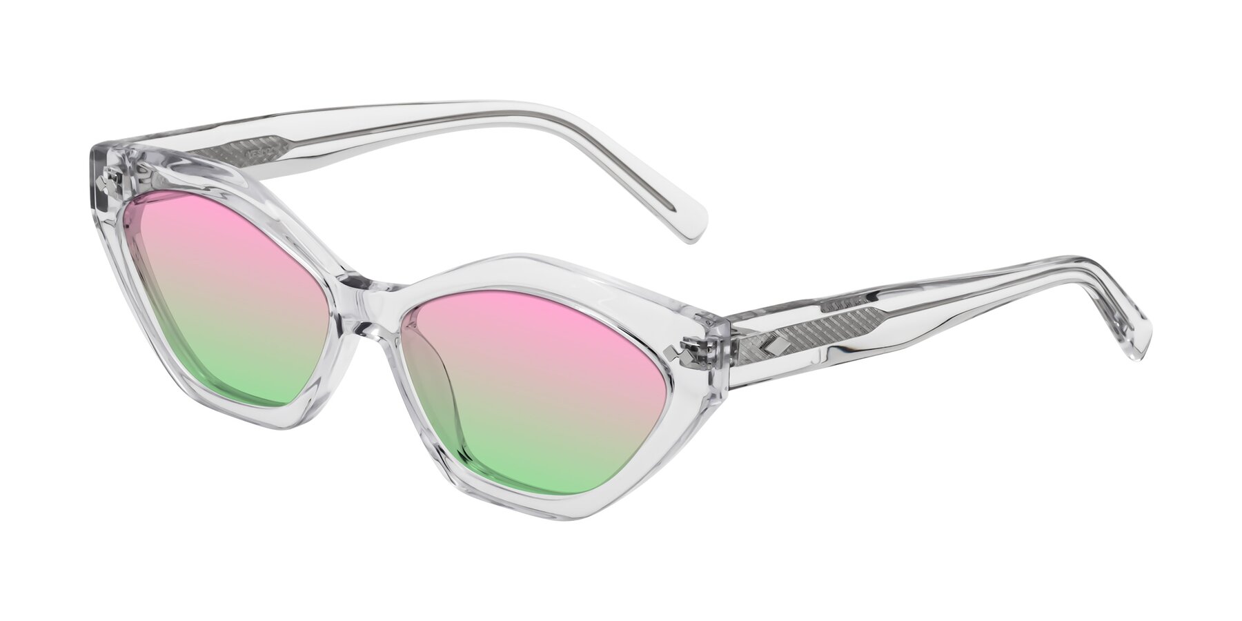 Angle of Delphi in Clear with Pink / Green Gradient Lenses
