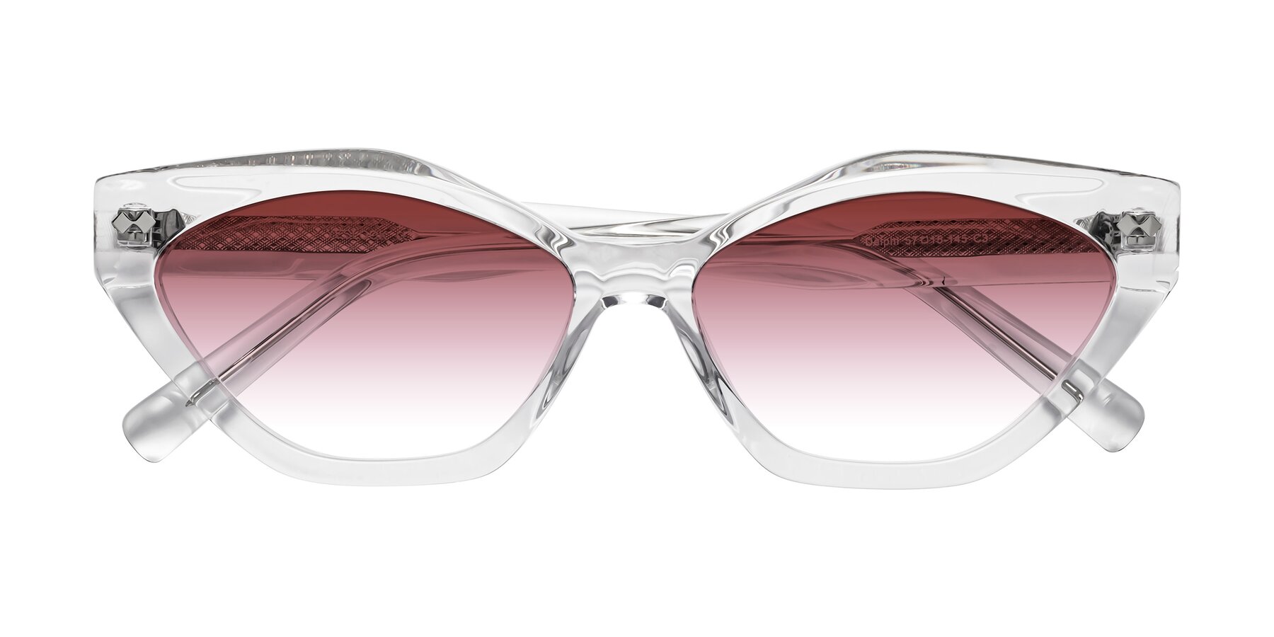 Folded Front of Delphi in Clear with Garnet Gradient Lenses