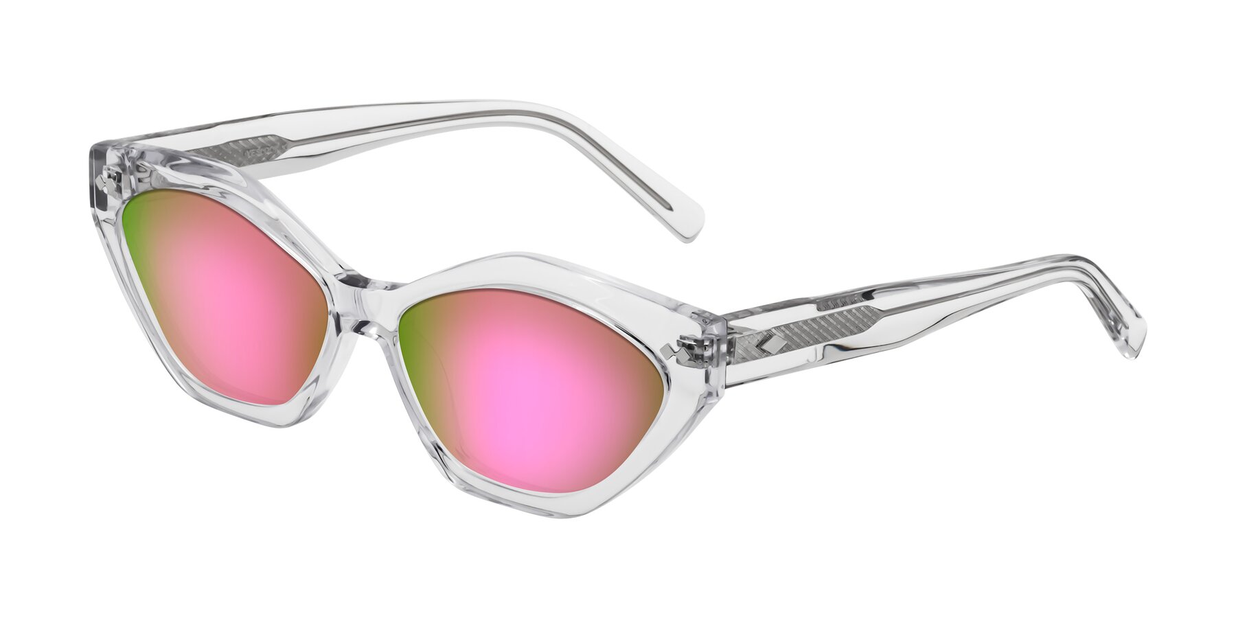 Angle of Delphi in Clear with Pink Mirrored Lenses