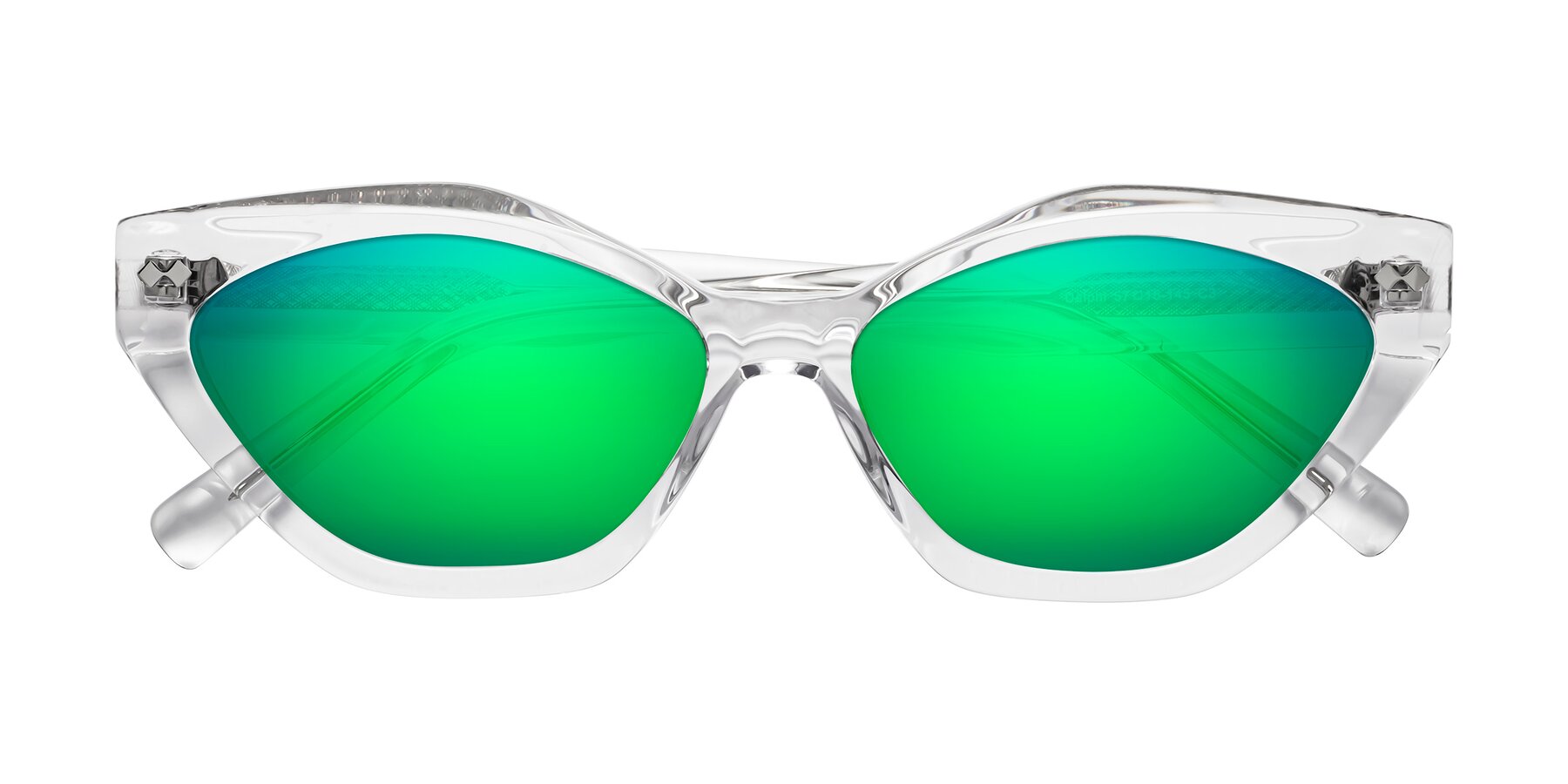 Folded Front of Delphi in Clear with Green Mirrored Lenses